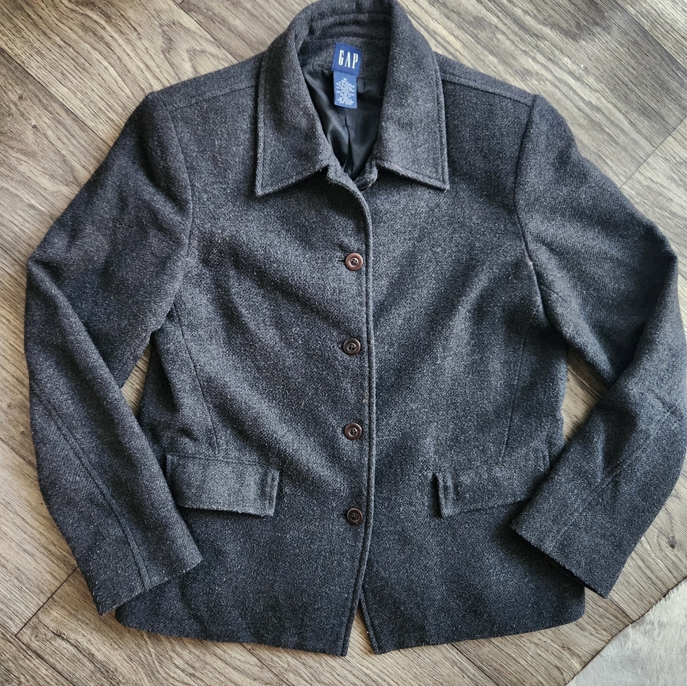 GAP Vintage Wool Charcoal Gray Jacket Size Medium